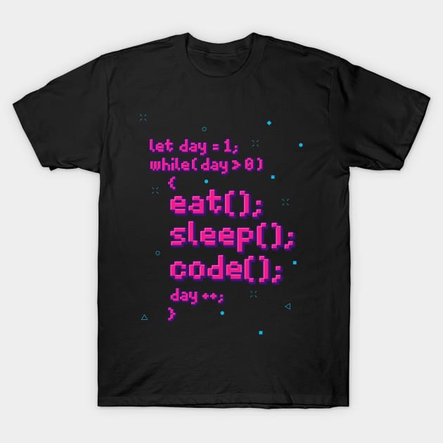 Eat Sleep Code Repeat Retro 80s T-Shirt by affan2fly